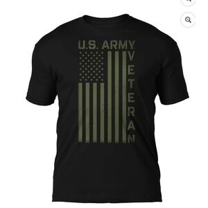 U.S. Army Veteran T-Shirt Men's Medium Black Graphic Tee Military Patriotic NWT